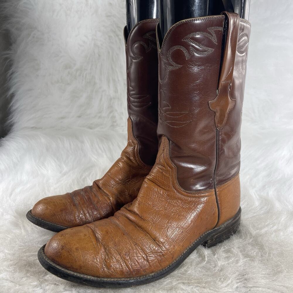 Lucchese Classics 9D Handmade USA Full Quill Ostrich Cowboy Boots Brown